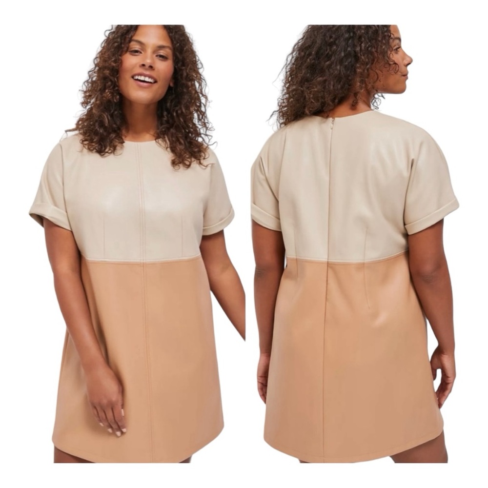 Anthropologie Avec Les Filles Andrea Faux Leather Mini Dress size XS Petite